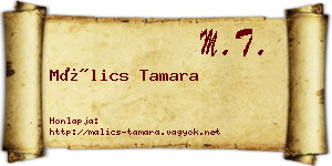 Málics Tamara névjegykártya